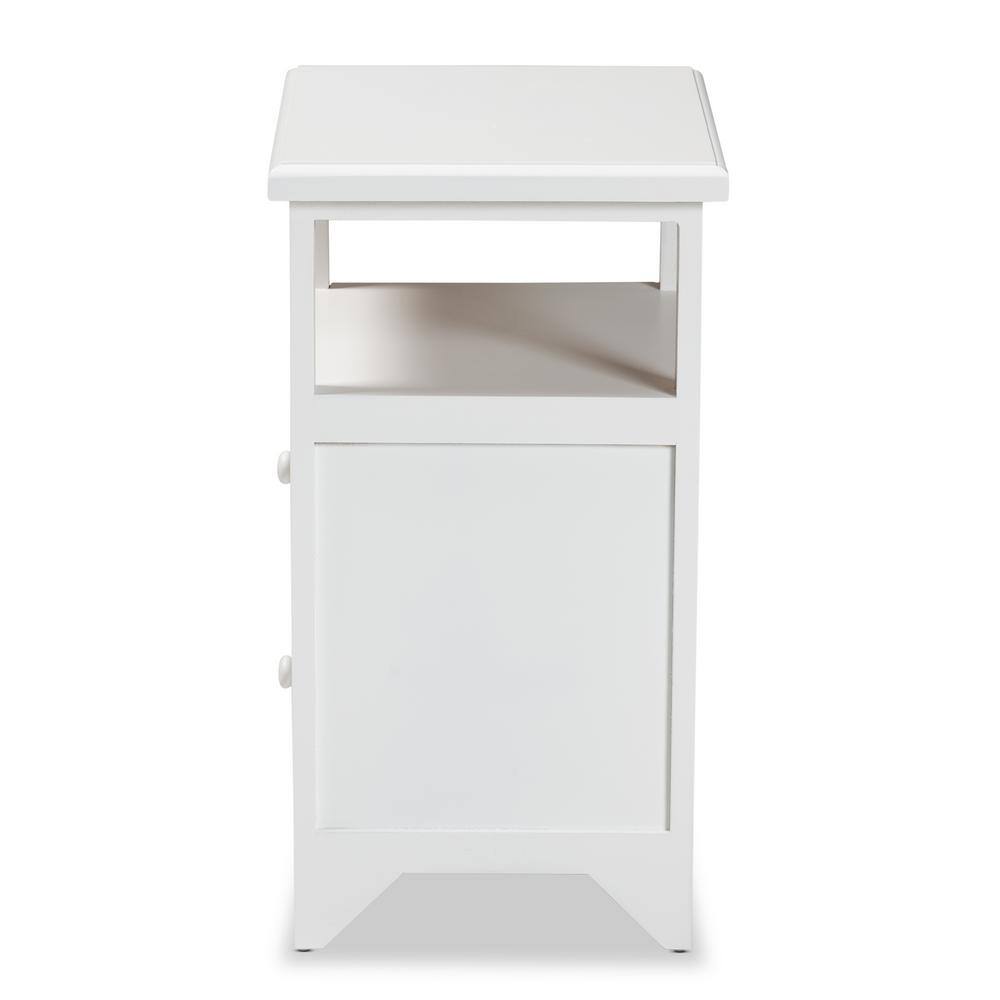 Modern Contemporary White Paulownia Wood 2-Drawer End Table