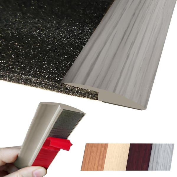 40 in. Self-Adhesive Floor Transition Strip for Carpet Wood Tile Vinyl and Laminate, Gray Forest
