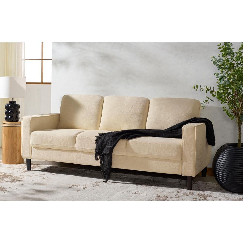 Felicianya 77 in. Square Arm Fabric Rectangle Sofa in Creme price history on PriceWatchPro