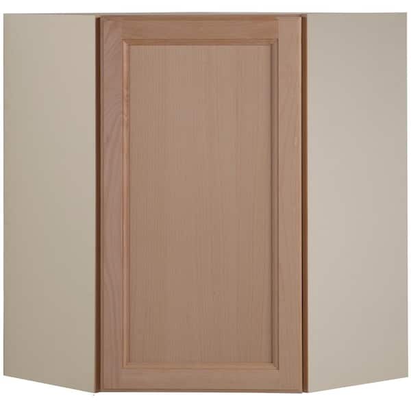 Hampton Bay Easthaven Shaker Assembled 23.64 in. x 30 in. x 23.64 in. Frameless Corner Wall Cabinet in Unfinished Beech