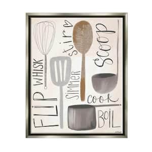 Flip Whisk Simmer and Stir Kitchen Spoons and Utensils by Katie Doucette Floater Frame Food Wall Art 21 in. x 17 in.