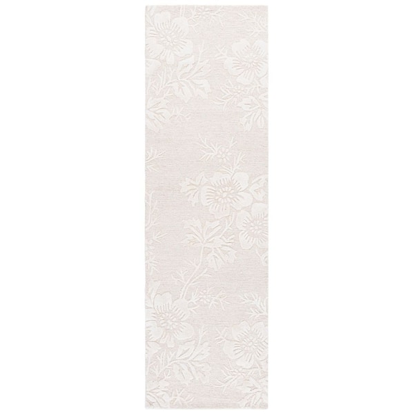 Glamour 2 ft. x 8 ft. Ivory Ornate Floral Runner Rug