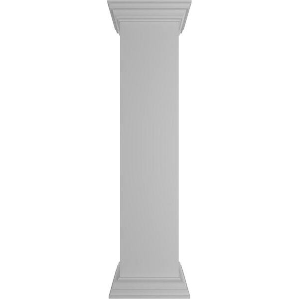 Ekena Millwork Plain 48 in. x 10 in. White Box Newel Post with Peaked Capital and Base Trim (Installation Kit Included)