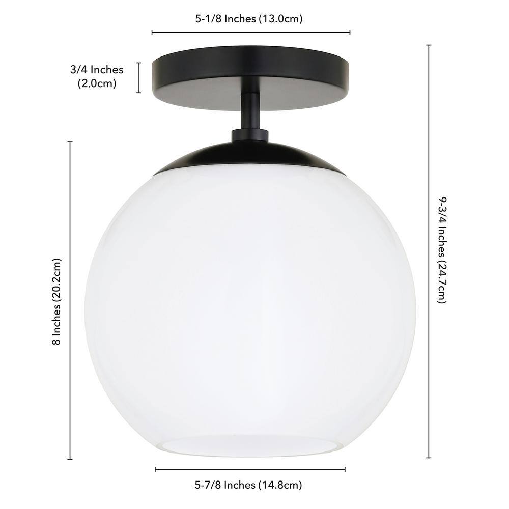 Bartlett Matte Black and White Glass Semi Flush Mount