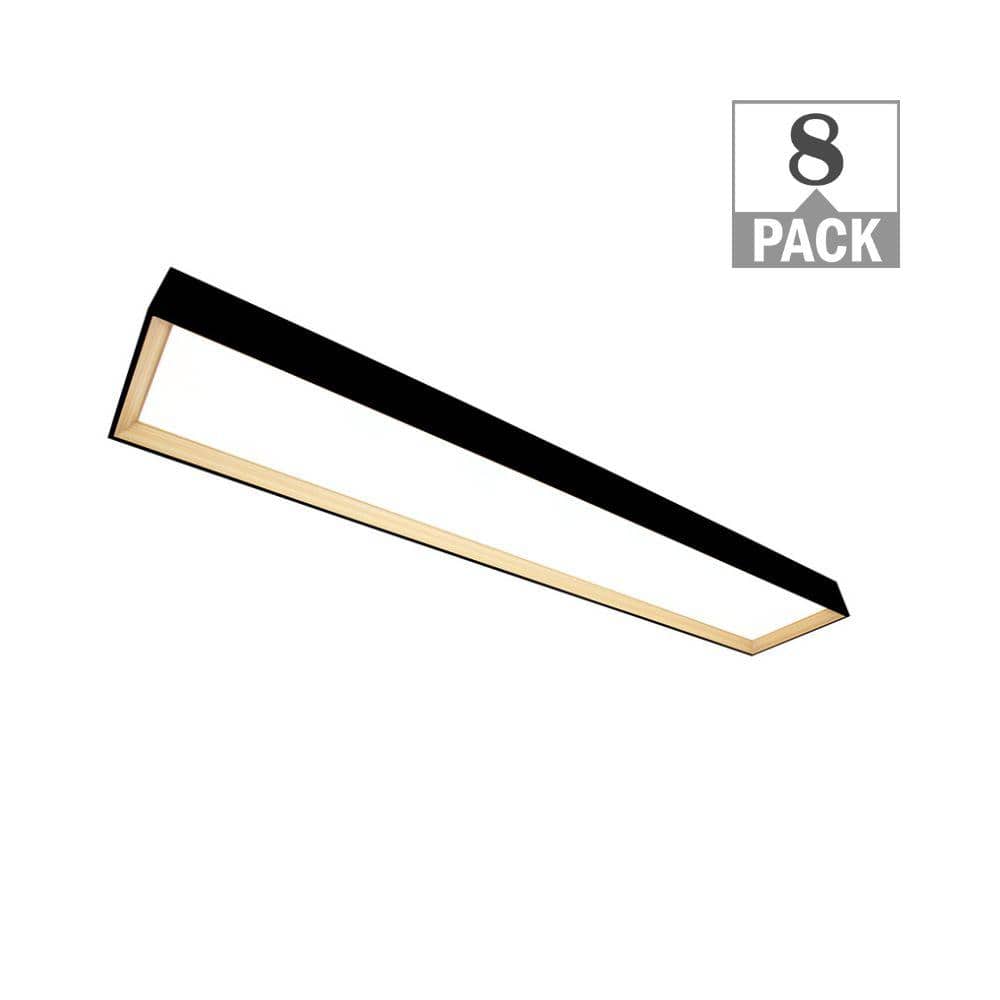 4 ft. x 8 in. Matte Black with White Oak Interior LED Flush Mount 3000 Lumens Adjustable CCT Kitchen Lighting (8-Pack) price history on PriceWatchPro