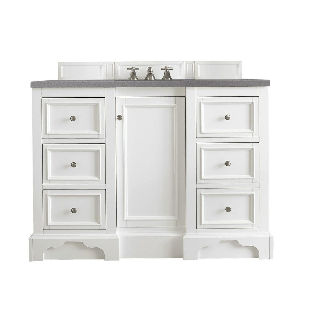 De Soto 49.3 in. W x 23.5 in. D x 36.3 in. H Single Bath Vanity in Bright White with Quartz Top in Grey Expo -  James Martin Vanities, 825-V48-BW-3GEX