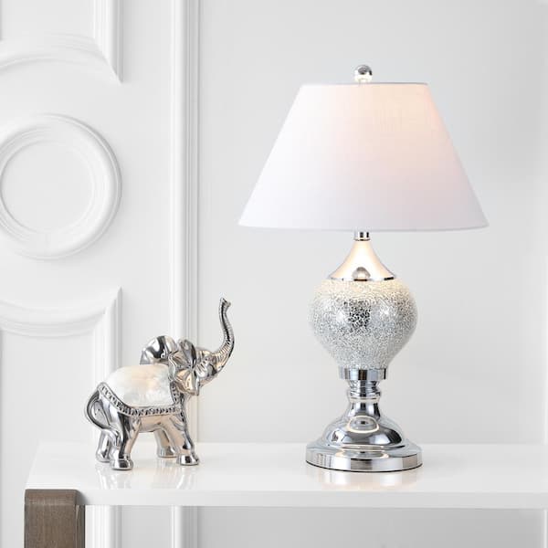 JONATHAN Y Louise 27 in. Silver/Chrome Mirrored Table Lamp