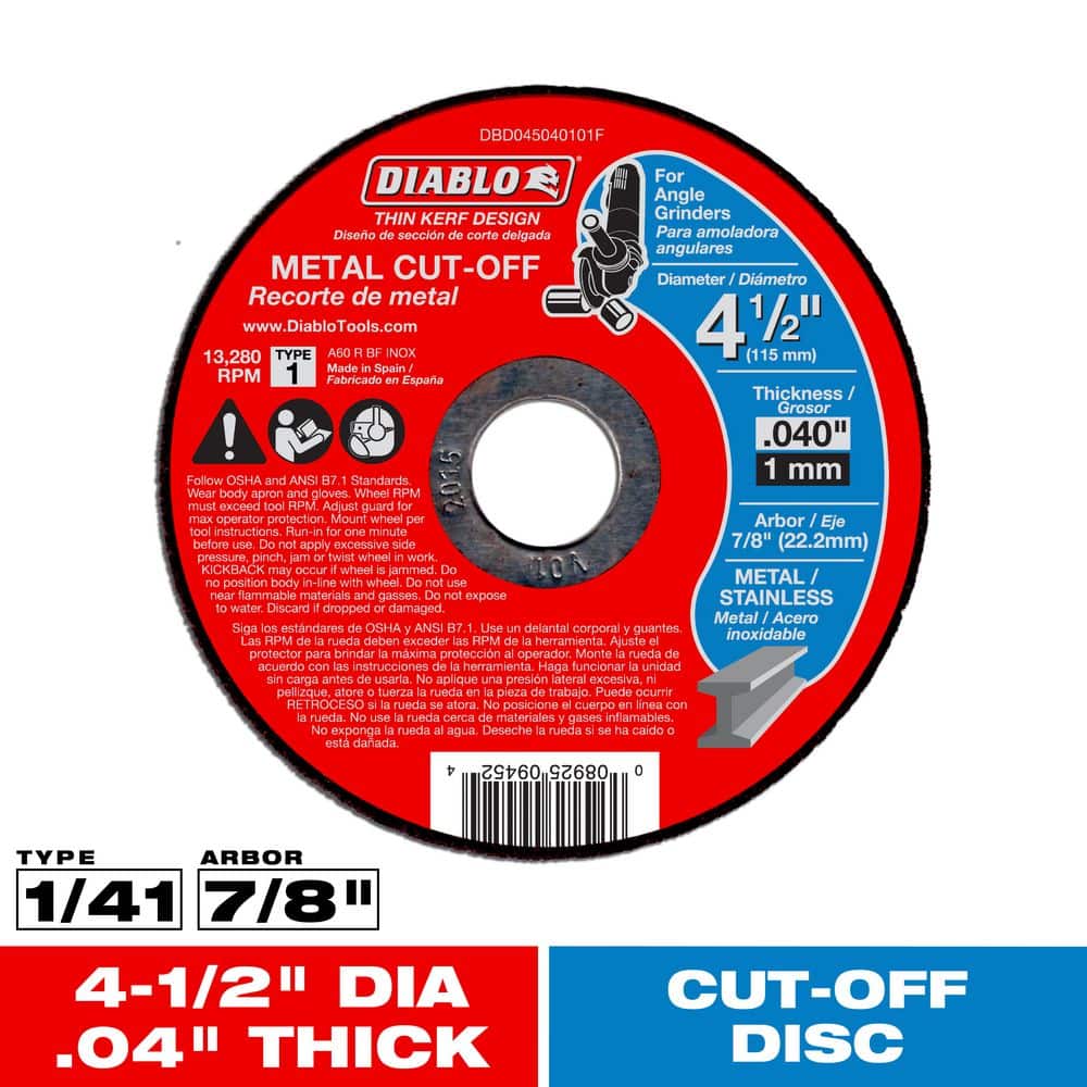 UPC 008925094524 product image for 4-1/2 in. x 0.040 in. x 7/8 in. Thin Kerf Metal Cut-Off Disc | upcitemdb.com