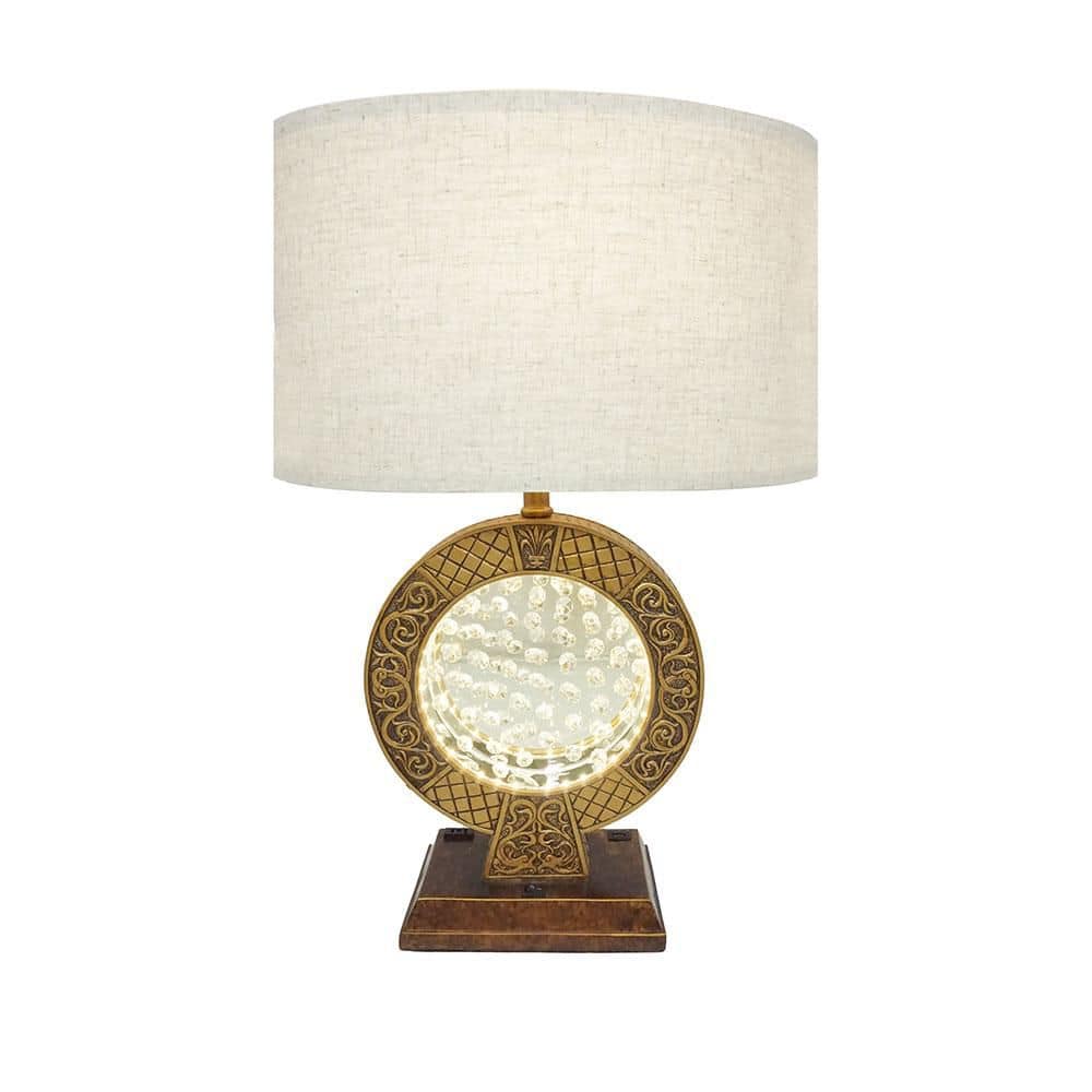 28 in. Brown Antique polyresin Nightlight with Floating Crystal Decor on Center, Multifuntional Base Lamp for Bedroom price history on PriceWatchPro