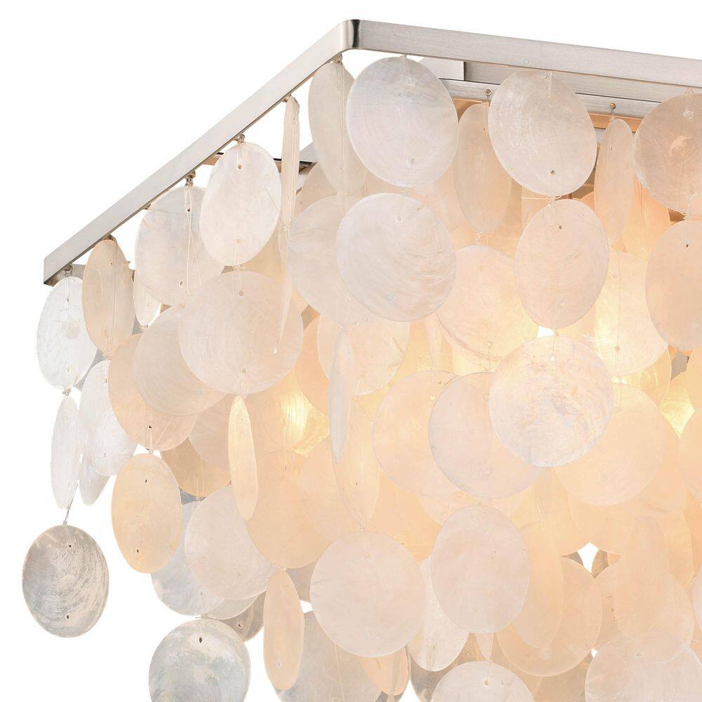 Elsa 16" Satin Nickel and Glass Flush Mount Ceiling Light