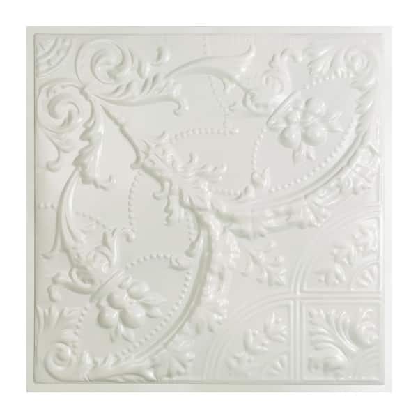 Great Lakes Tin Saginaw 2 ft. x 2 ft. Lay-in Tin Ceiling Tile in Gloss White (20 sq. ft. / case of 5)