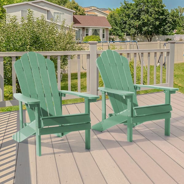 Sonkuki Dark Green Weather Resistant Dark Green Plastic Adirondack Chair (Set of 2)