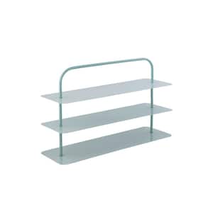 Minimalist 24.5 in. H 9-Pair 3-Tier Iron Thin Flat Plate Shoe Rack with 2-Tone Mint