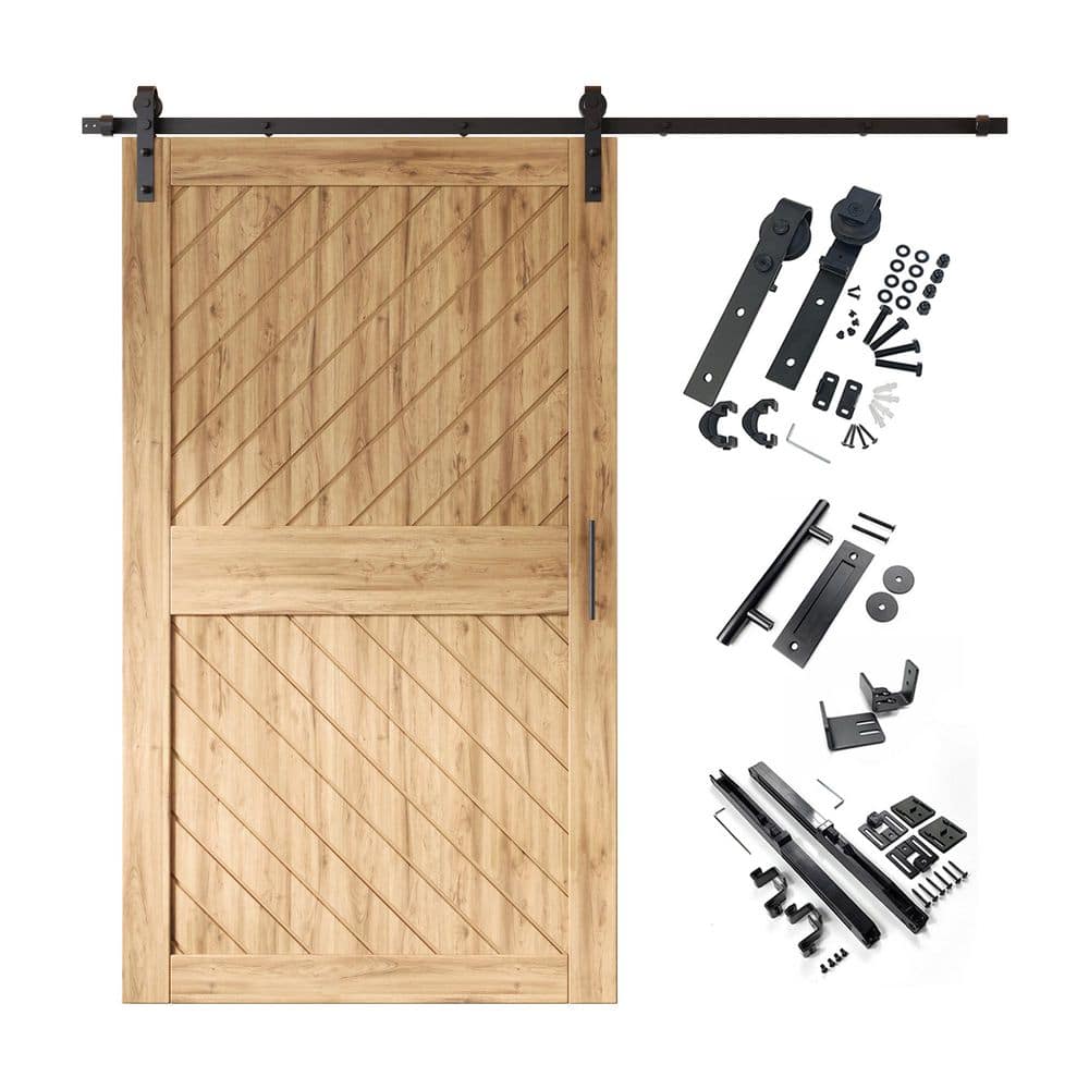 XT3 50 in. x 84 in. C-Panel Unfinished Slanted Stripe Design Solid Pine Wood Sliding Barn Door with Hardware Kit price history on PriceWatchPro