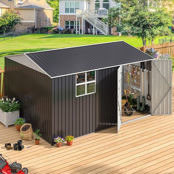 VIWAT 12 ft. W x 10 ft. D Metal Outdoor Storage Garden Tool