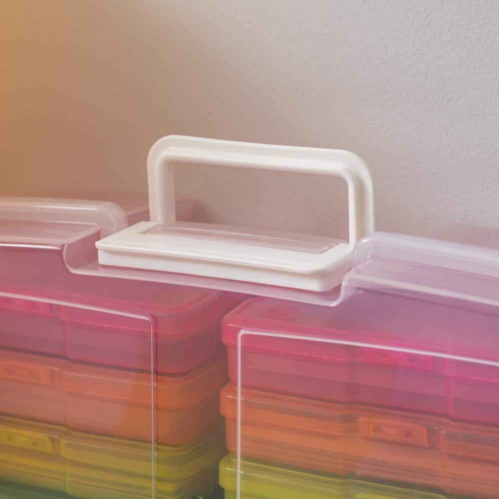 Multicolor Stackable Photo and Craft Storage Box with Handle