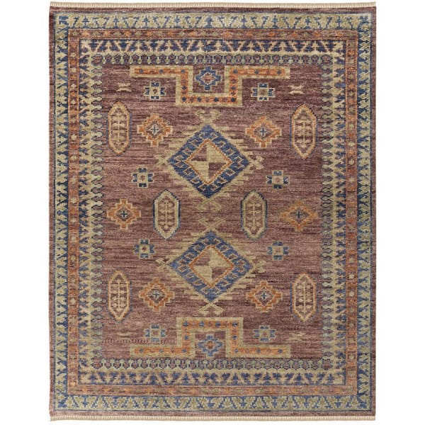 4 ft. x 6 ft. Blue, Red, Tan Geometric Area Rug