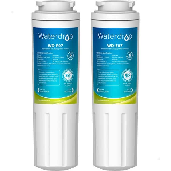 Waterdrop Refrigerator Water Filter Compatible with EveryDrop Filter 4, Whirlpool UKF8001,4396395 (2-Pack)