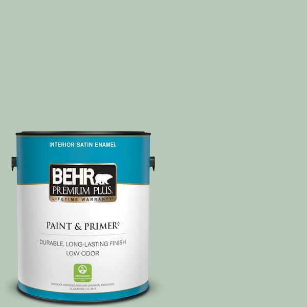 BEHR PREMIUM PLUS 1 gal. #S410-3 Ponds Edge Satin Enamel Low Odor Interior Paint & Primer