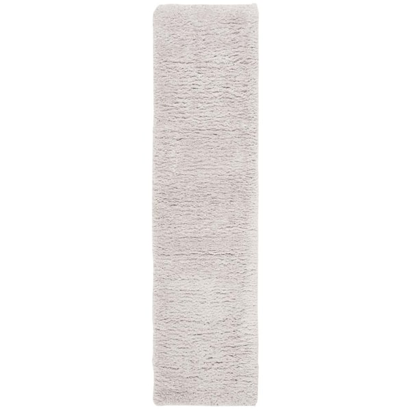 Madrid Shag 2 ft. x 12 ft. Silver Solid Color Runner Rug