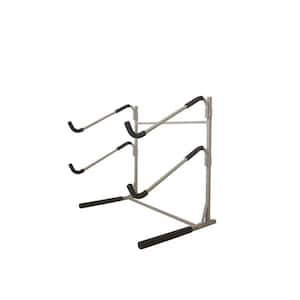 Freestanding Dual Storage Rack for 2 SUPs or Surfboards, Tools-Free Assembly, Pebble Silver Finish