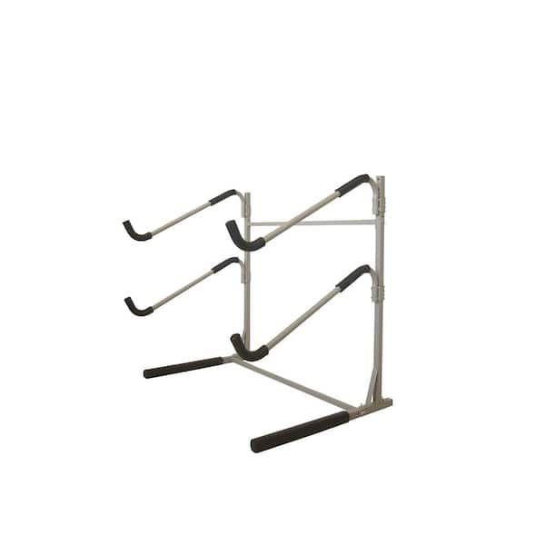 Sparehand Freestanding Dual Storage Rack for 2 SUPs or Surfboards, Tools-Free Assembly, Pebble Silver Finish