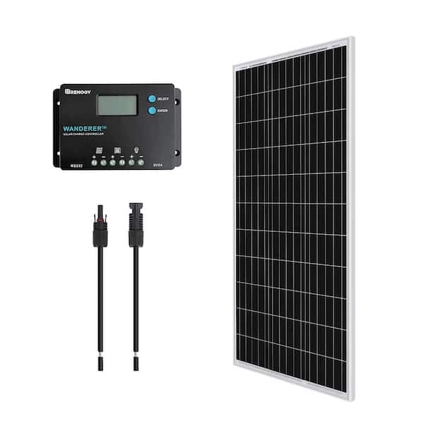 Renogy 12V 100W Monocrystalline Bundle Kit Solar Panel with 10A PWM Controller