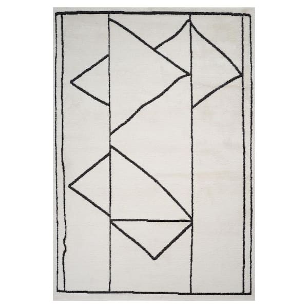 2 ft. x 4 ft. Ivory, Taupe Plaid Washable Area Rugs Runner Rug