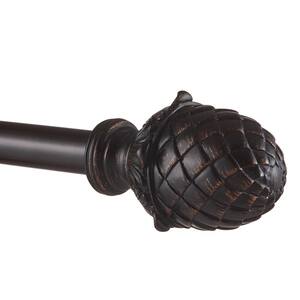 36 in. - 72 in.Adjustable Length 1 in. Dia Single Curtain Rod Kit in Matte Bronze with Acorn Finial