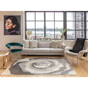 Pretty Brown 5 ft. x 7 ft. Petals Floral Modern Area Rug