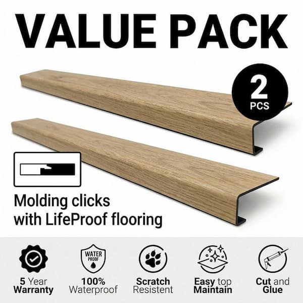 Harvest Hues Oak Stair Tread Molding Square-Exact Match for Lifeproof Floor, 2-Pieces, 46 in. x 7 in. x 6.5 mm T