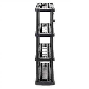 Black 4-Tier Plastic Garage Storage Shelving Unit (32 in. W x 55 in. H x 14 in. D)