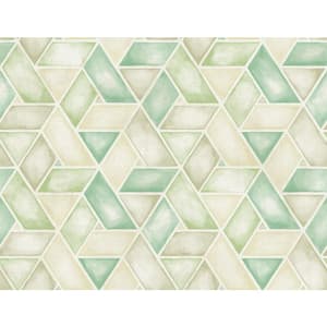 Kentmere Geo Green and Off-White Paper Strippable Roll (Covers 60.75 sq. ft.)