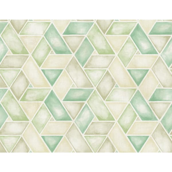 Seabrook Designs Kentmere Geo Green and Off-White Paper Strippable Roll (Covers 60.75 sq. ft.)