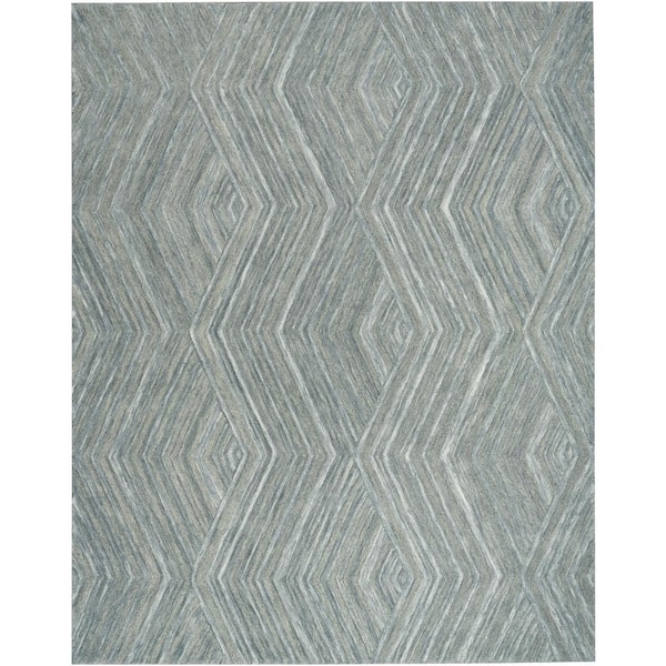 Graceful Blue 8 ft. x 10 ft. Geometric Contemporary Area Rug