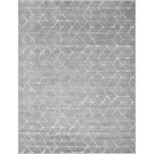 Gray 5 ft. 3 in. x 7 ft. 3 in. Abstract Kintsugi Modern Geometric Flat-Weave Area Rug