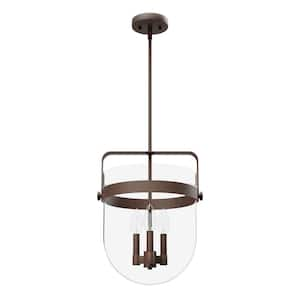 Karloff 3-Light Textured Rust Island Pendant Light with Clear Glass Shade