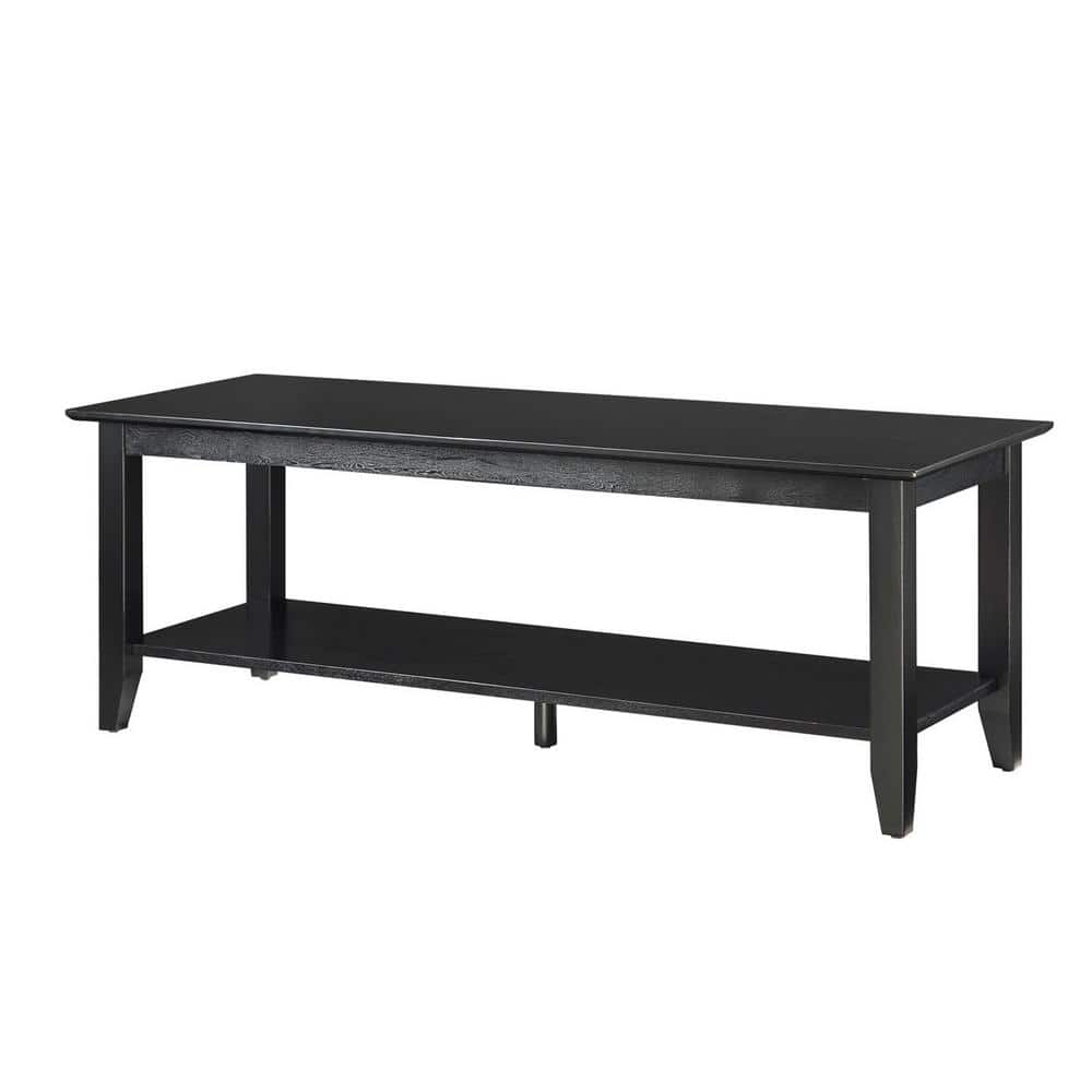 Convenience Concepts American Heritage 48 in. Black Large Rectangle Wood Coffee  Table with Shelf 7103082-BL The Home Depot