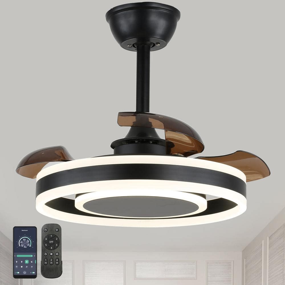 Oaks Aura Morton 22in.Indoor Black Modern Smart Ceiling Fan with Lights ...