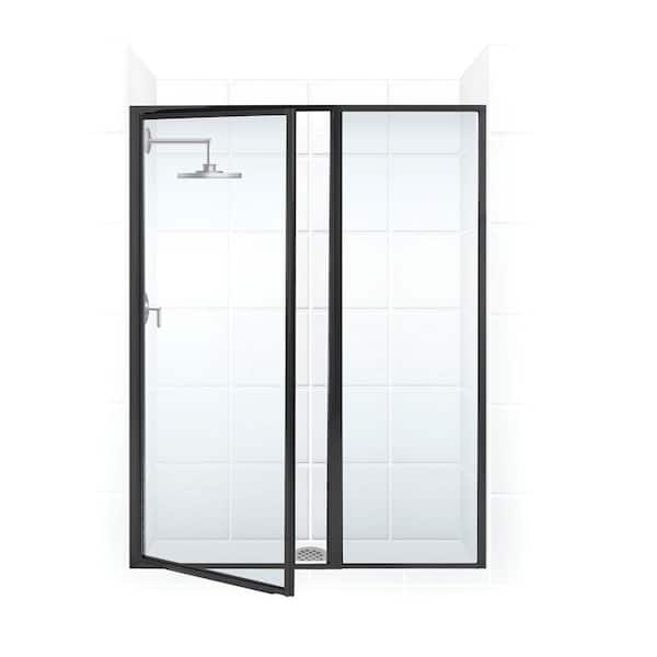 Legend 38.5 in. to 40 in. x 66 in. Framed Hinged Swing Shower Door with Inline Panel in Matte Black with Clear Glass
