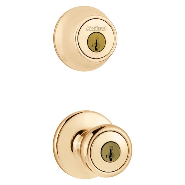 Tylo Polished Brass Keyed Entry Door Knob Featuring SmartKey Security