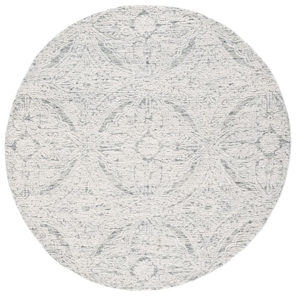 Metro Natural/Light Grey 6 ft. x 6 ft. Geometric Gradient Round Area Rug