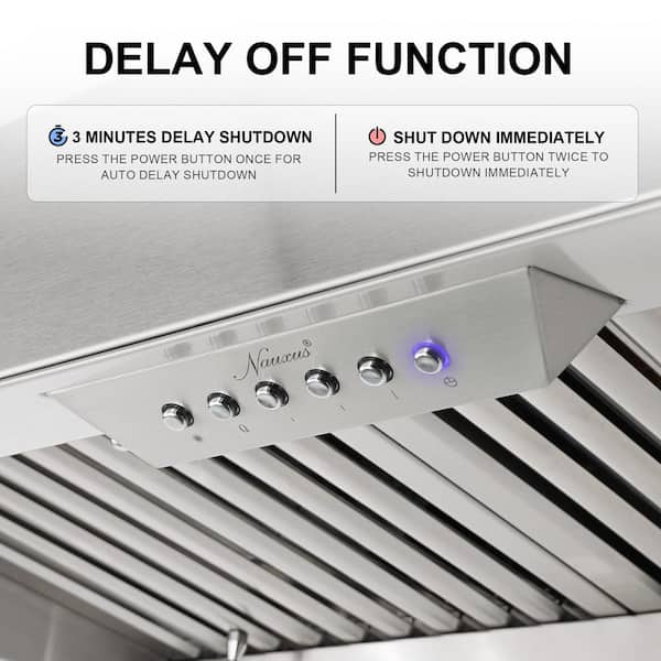 Akicon 48 in. 1200 CFM Ducted Stainless Steel Range Hood Insert with 4-Speed, 3 CCT LED Light and Heat Sensor Auto Speed