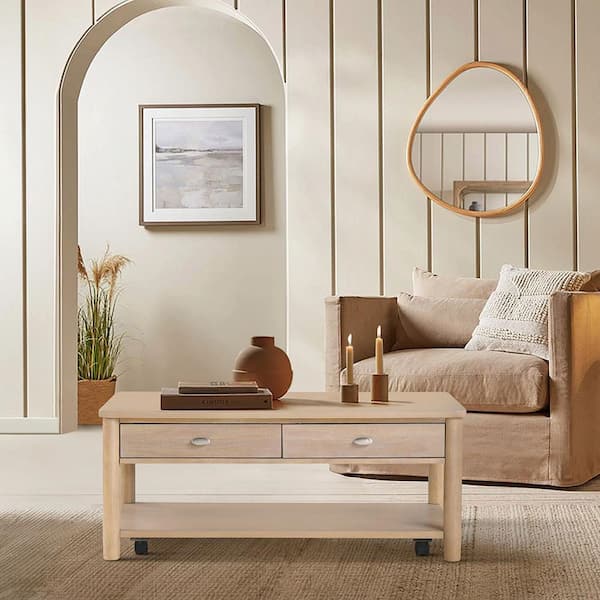 Lazzara Alburgh 47.5 in. Natural Finish Rectangle Wood Cocktail Table