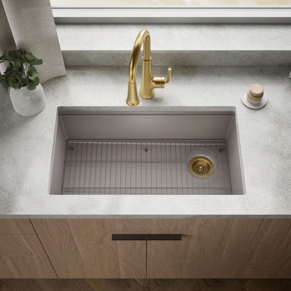 Billings 32.5 in. Undermount Single Bowl Granite Composite Kitchen Sink in Matte Taupe
