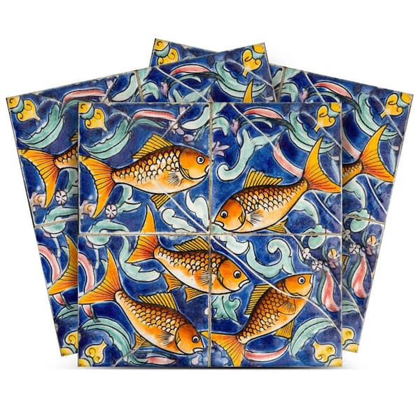 MI ALMA Blue, Goldenrod, Orange and White Smoke L28 7 in. x 7 in. Vinyl Peel and Stick Tile (24 Tiles, 8.17 sq.ft./Pack)