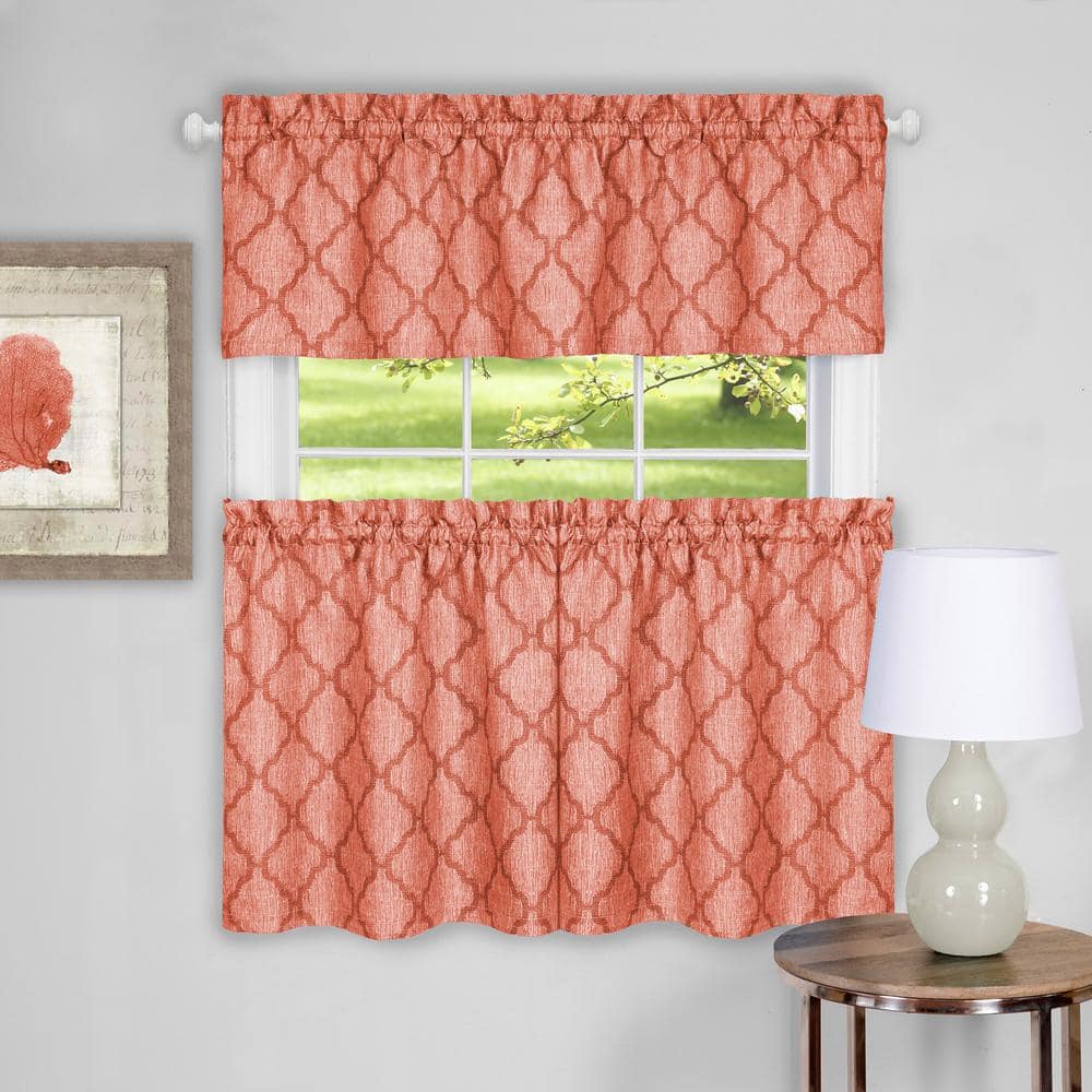 Colby Orange Polyester Light Filtering Trellis Valance