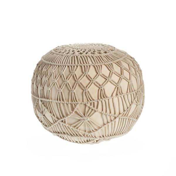 Unbranded Arleth Macrame Natural 20 in. x 16 in. Round Indoor Pouf