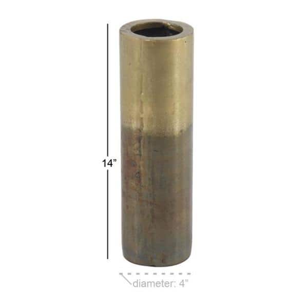 Modern Gold and Brown Aluminum Cylinder Vase