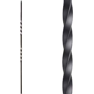 Twist and Basket 44 in. x 0.5 in. Satin Black Double Twist Solid Wrought Iron Baluster